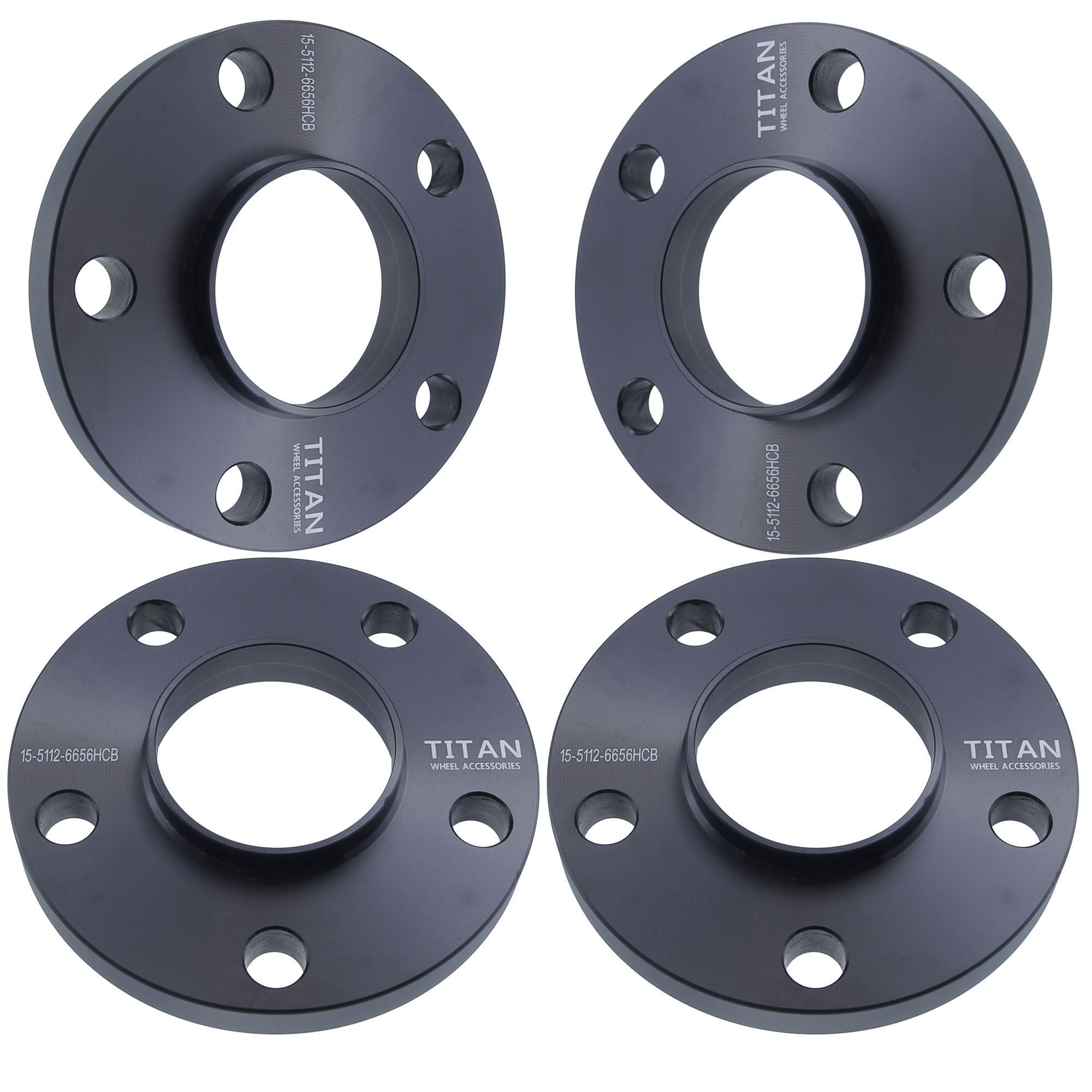 15mm Titan Wheel Spacers for VW Audi Mercedes | 5x112 | 66.56 Hubcentric |  - Set of 4